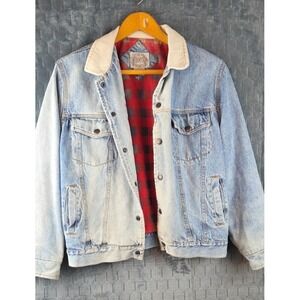 Saugatuck  Dry Good & Company Flannel Lined Jean Jacket Size Large Signs Of Wear